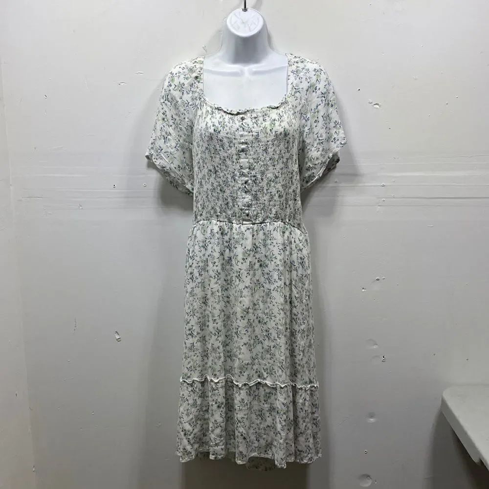 Polagram Smocked Bodice Floral Dress 2X